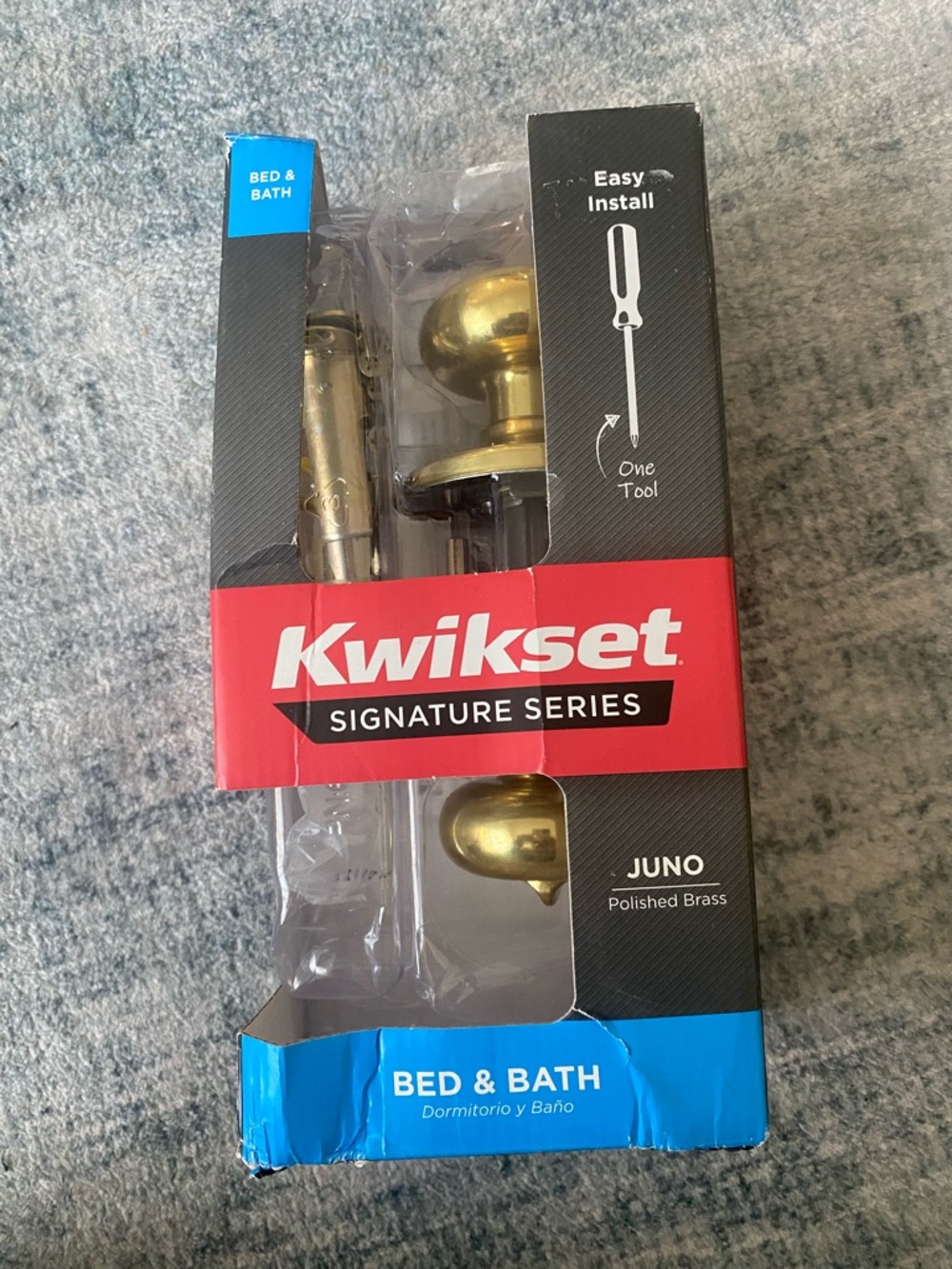 Kwikset Juno Polished Brass Door Knob - Bed & Bath